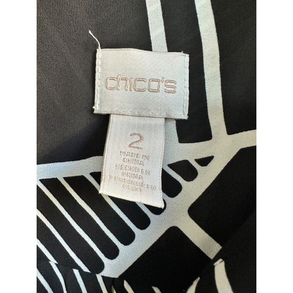 Chico's Black & White Abstract Geometric Tunic Blouse Chico’s 2 (Large / US 12) - Picture 2 of 8